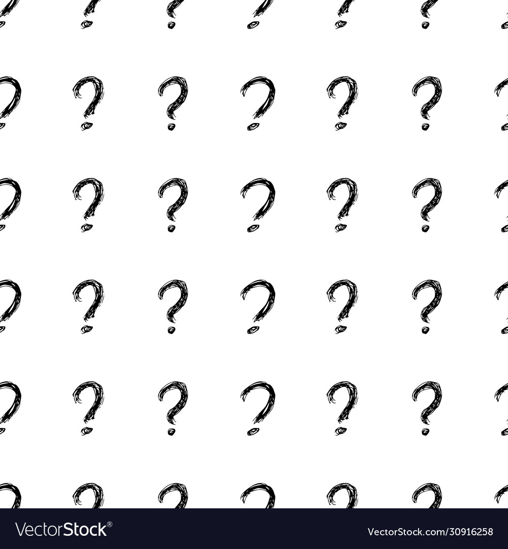 Seamless pattern with doodle question mark symbol