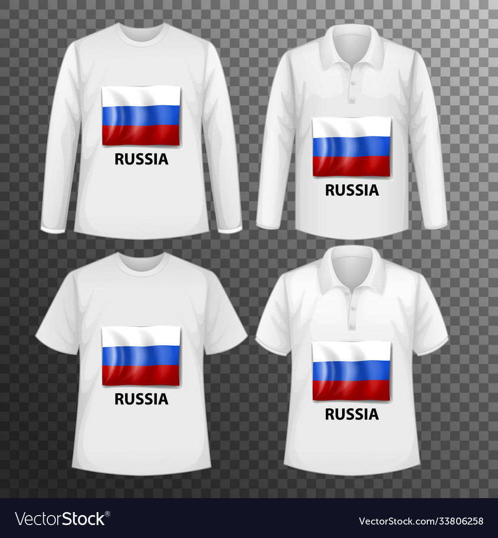 Set different male shirts with russia flag Vector Image