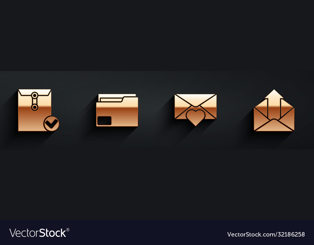 Set envelope and check mark document folder