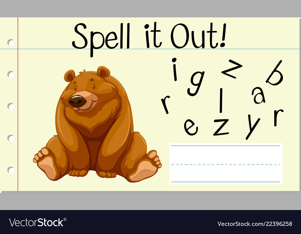 Spell english word grizzly bear