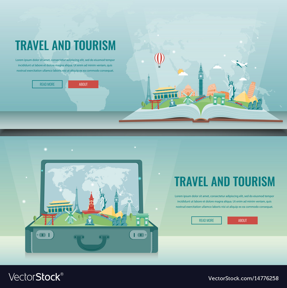 Travel composition with famous world landmarks