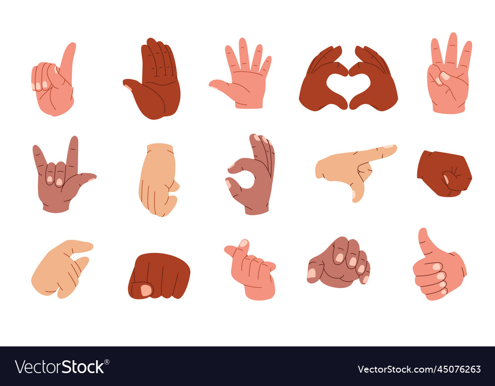 Cartoon human hands gestures with pointing Vector Image