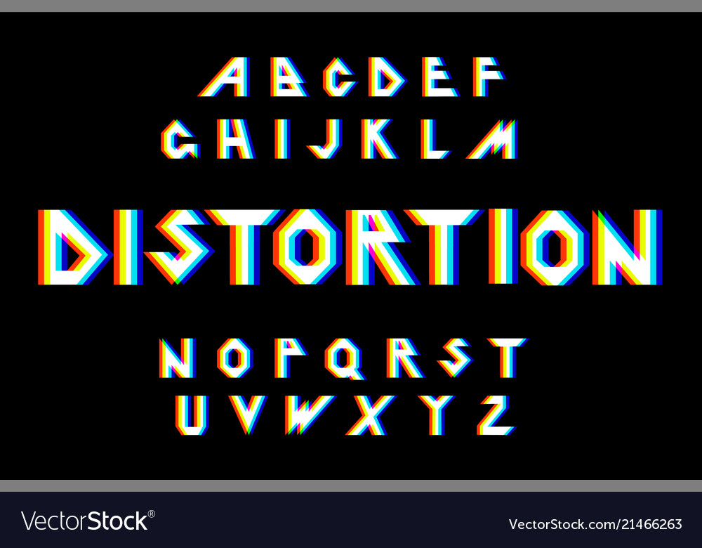 Distorted Glitch Font Royalty Free Vector Image