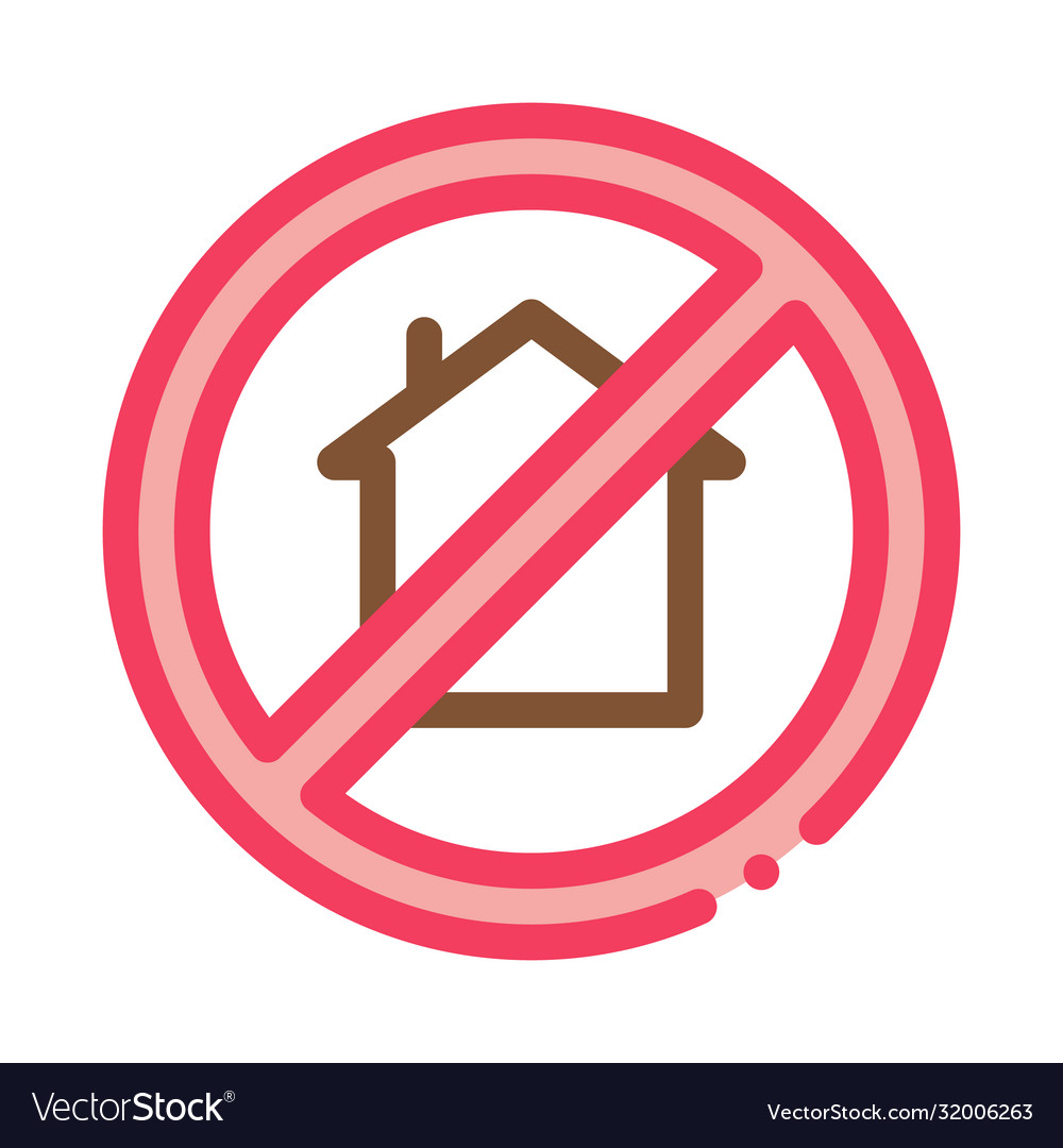 House crossed out sign icon outline Royalty Free Vector