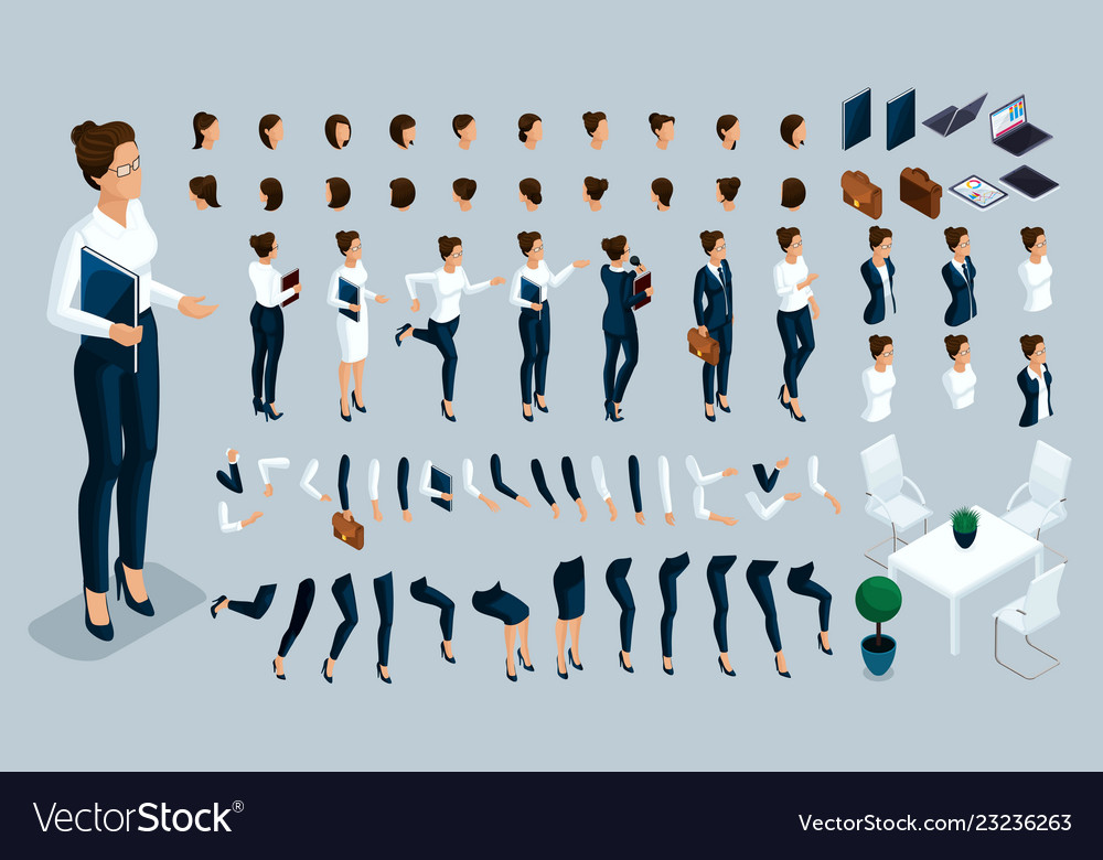 Isometric 3d set for creating characters