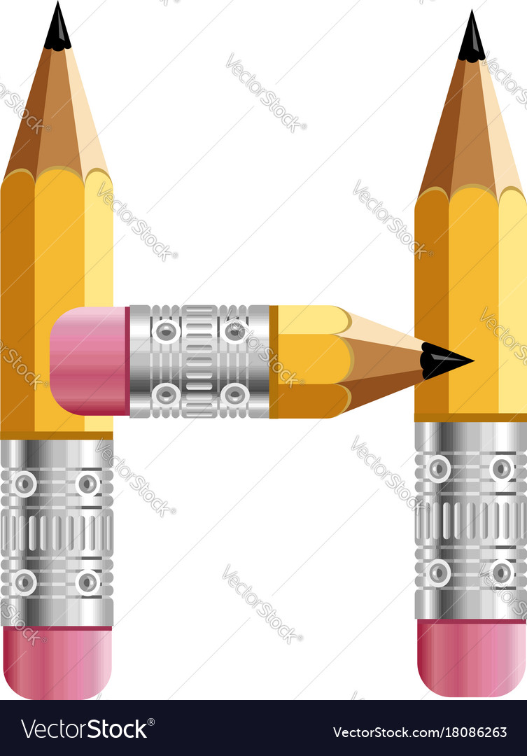 Letter h pencil icon cartoon style Royalty Free Vector Image