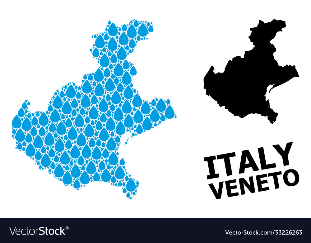 Mosaic map veneto region water drops