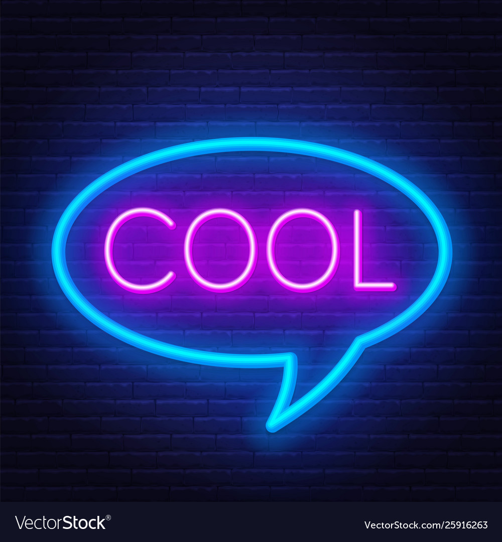  Neon  sign  word cool  in frame on dark background Vector Image