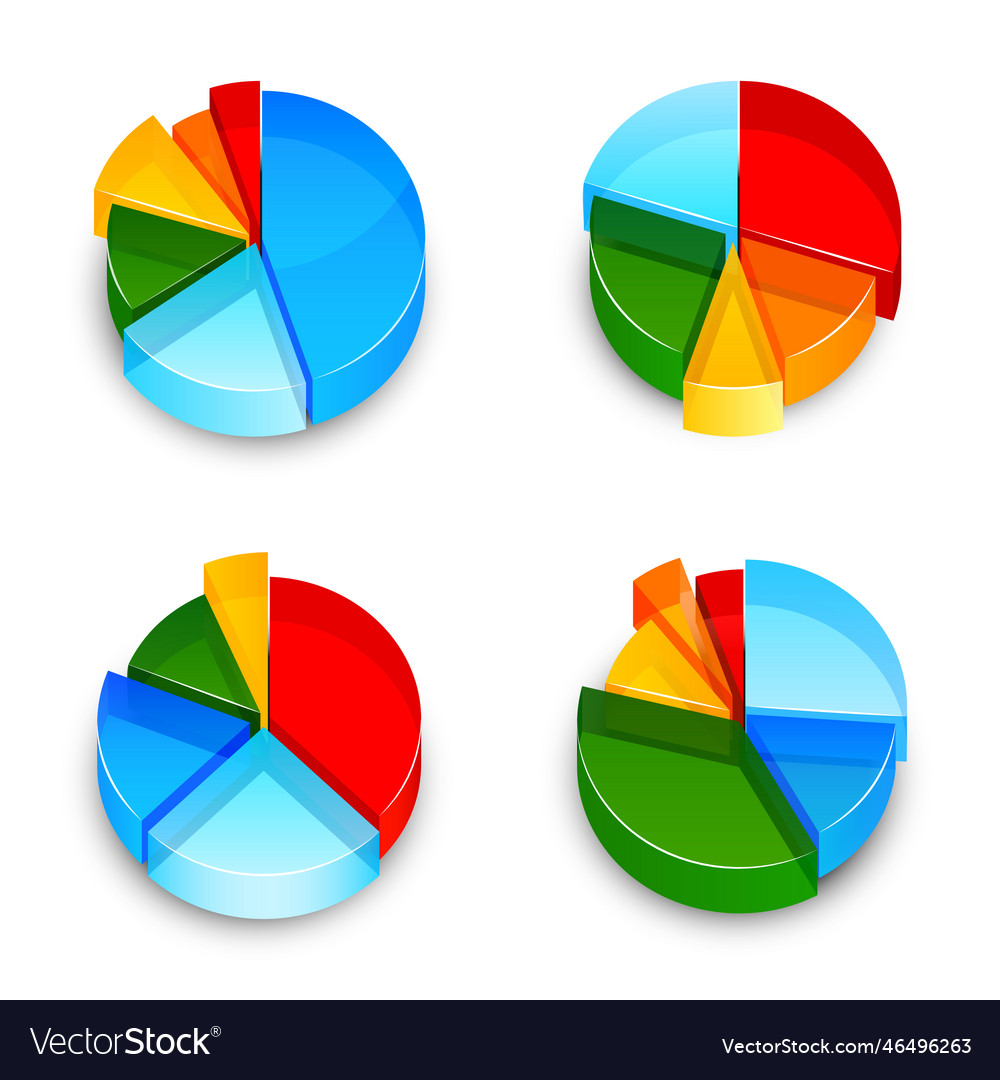 Pie chart 3d icons set