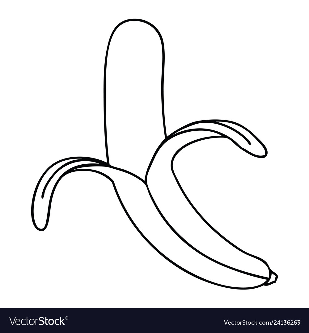 Quirky line drawing cartoon banana