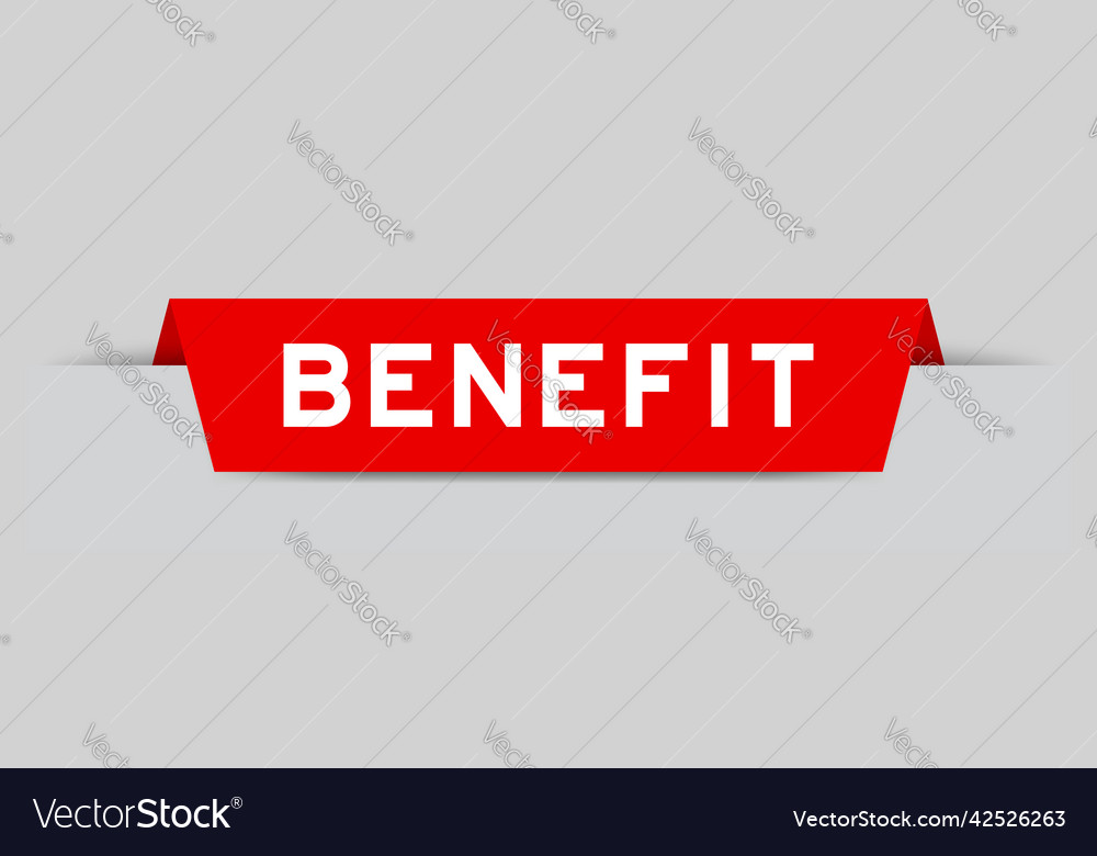 Red color inserted label with word benefit Vector Image Red color inserted label with word benefit