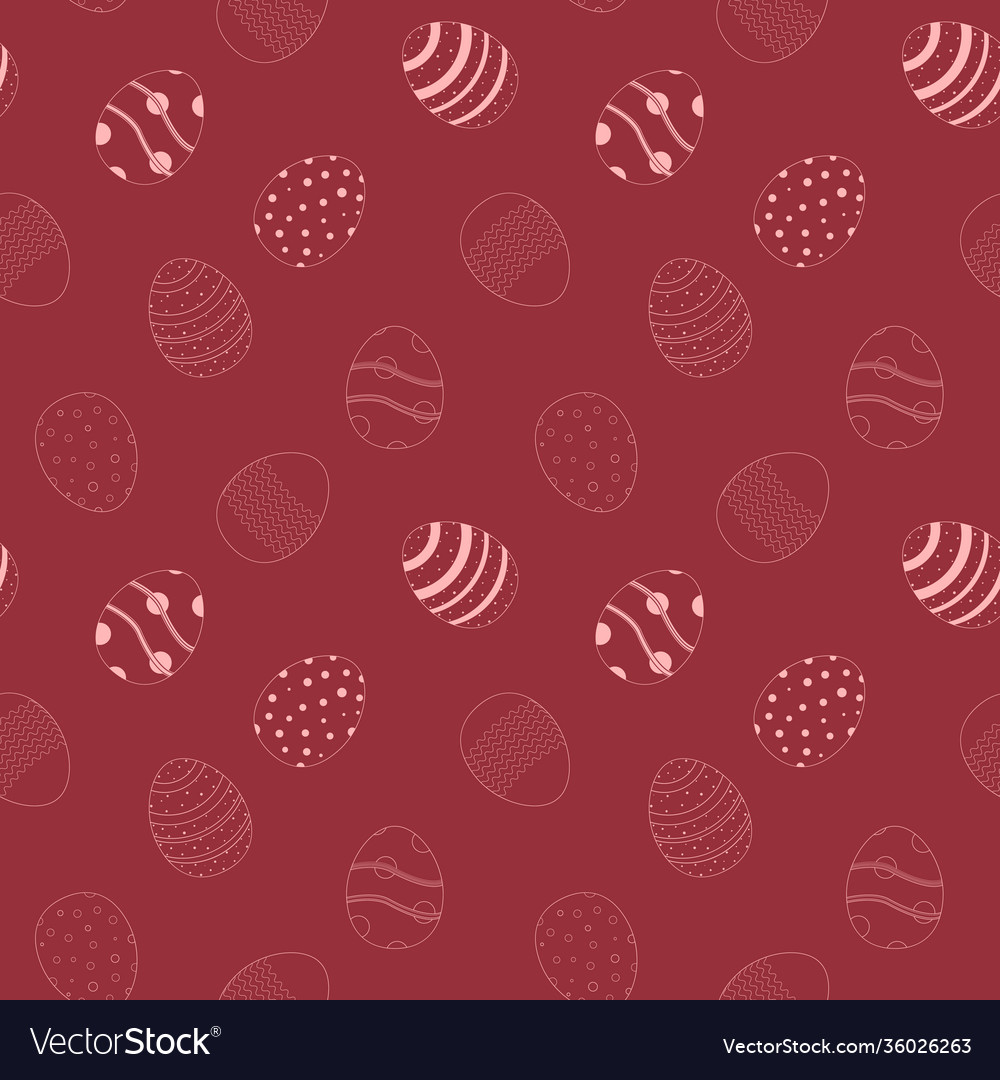 Red seamless pattern with easter eggs vector image Red seamless pattern with easter eggs
