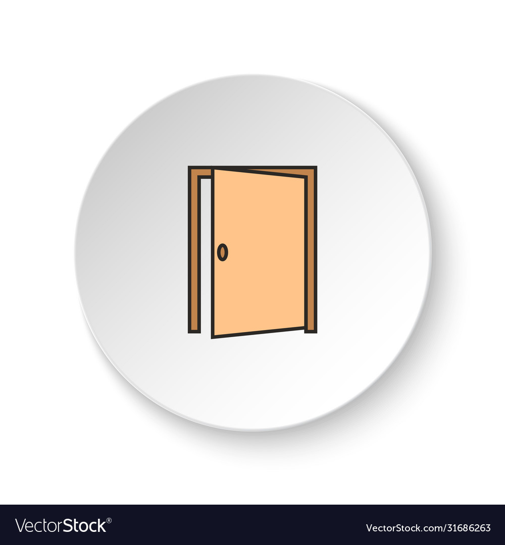 Round button for web icon door open vector image Round button for web icon door open