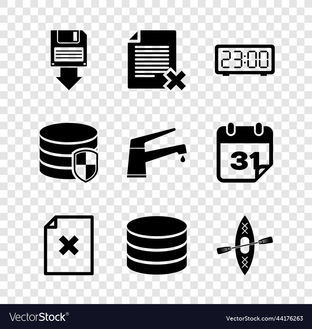 Set floppy disk backup delete file document vector image Set floppy disk backup delete file document