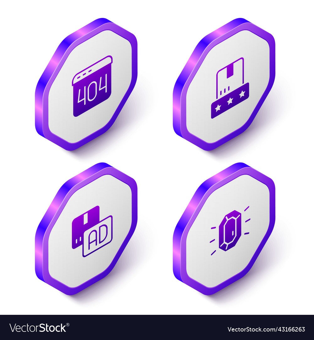 Set isometric page with a 404 error consumer vector image Set isometric page with a 404 error consumer