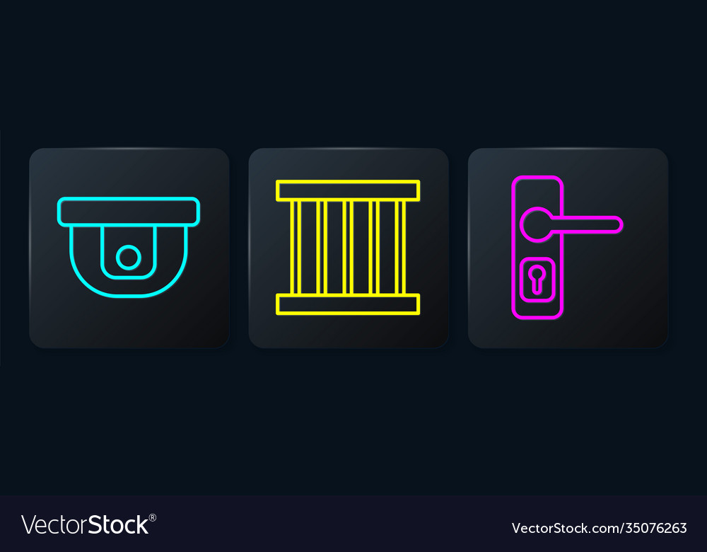 Set line motion sensor door handle and prison vector image Set line motion sensor door handle and prison