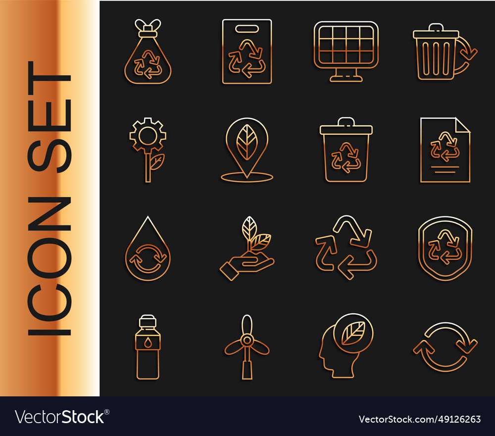 Set line refresh recycle symbol inside shield Vector Image Set line refresh recycle symbol inside shield