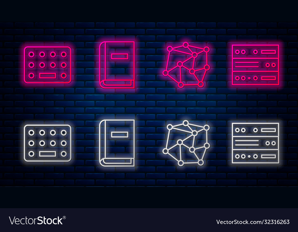 Set line user manual neural network pills vector image Set line user manual neural network pills
