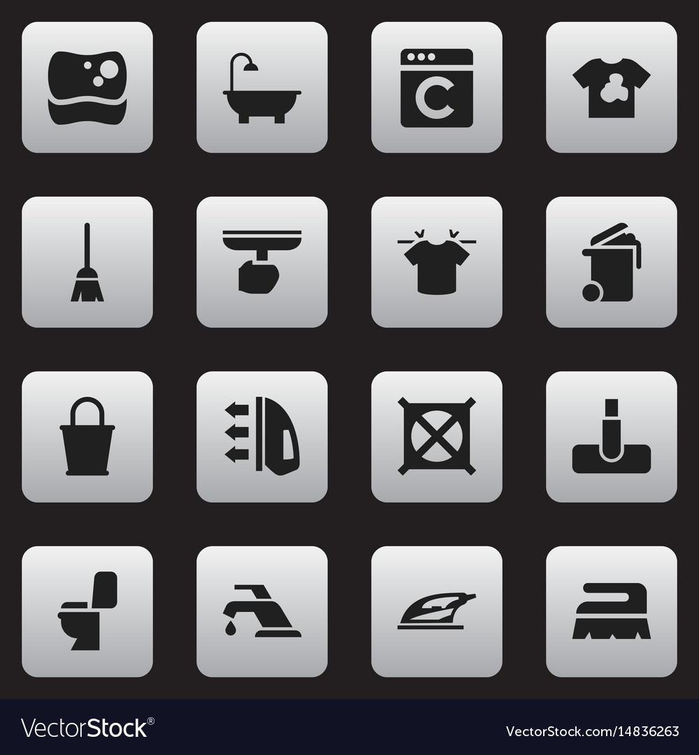 Set of 16 editable cleanup icons includes symbols