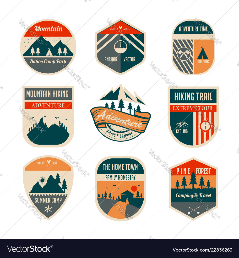 Set of emblem or badge retro style