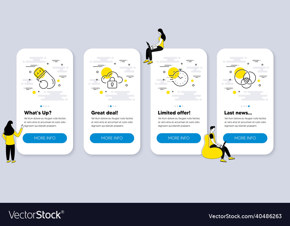 Set of science icons such as flash memory cloud vector image Set of science icons such as flash memory cloud