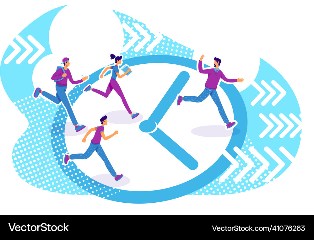 Time management flat concept Royalty Free Vector Image