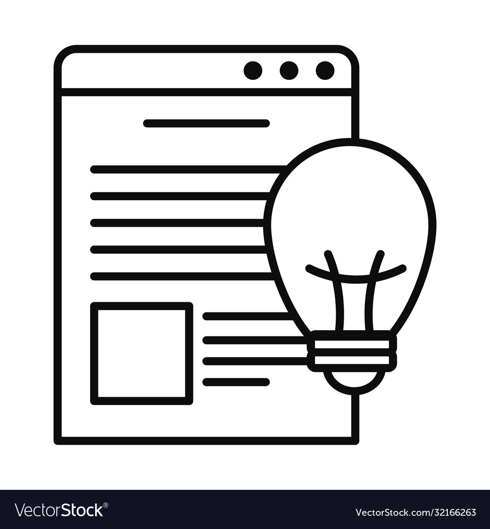 Web page window and bulb light icon line style