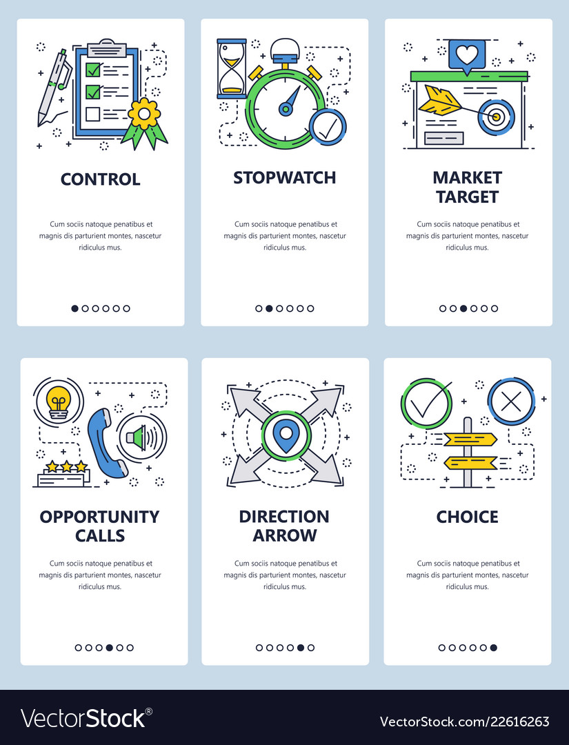 Web site linear art onboarding screens