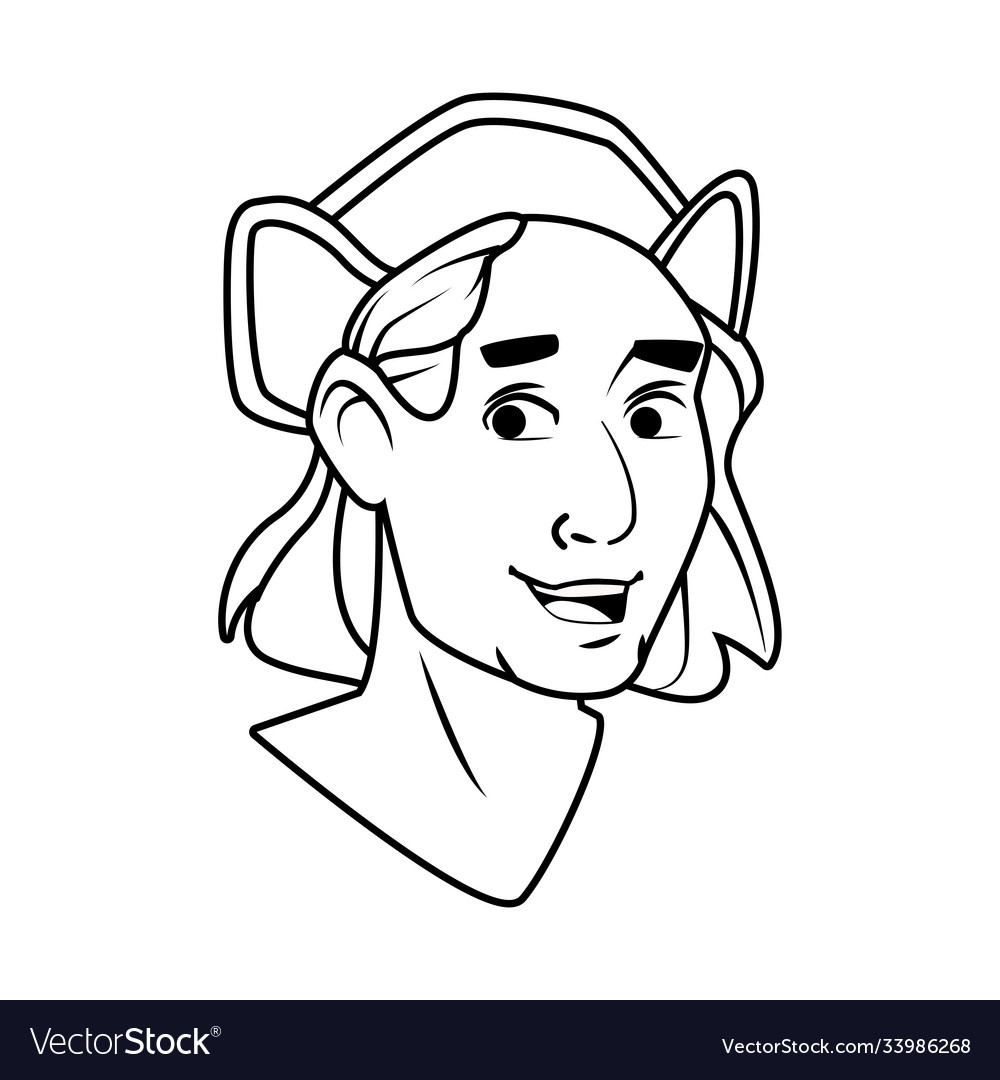 Christopher columbus with hat head character Vector Image