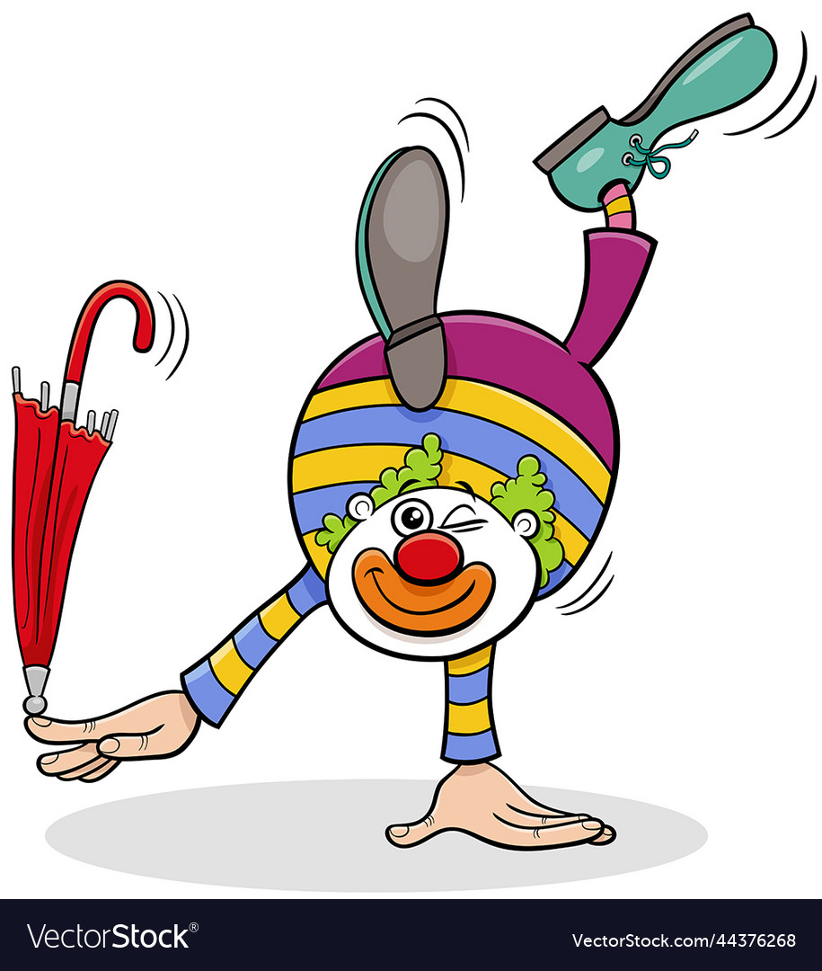 Circus clown with umbrella cartoon Royalty Free Vector Image