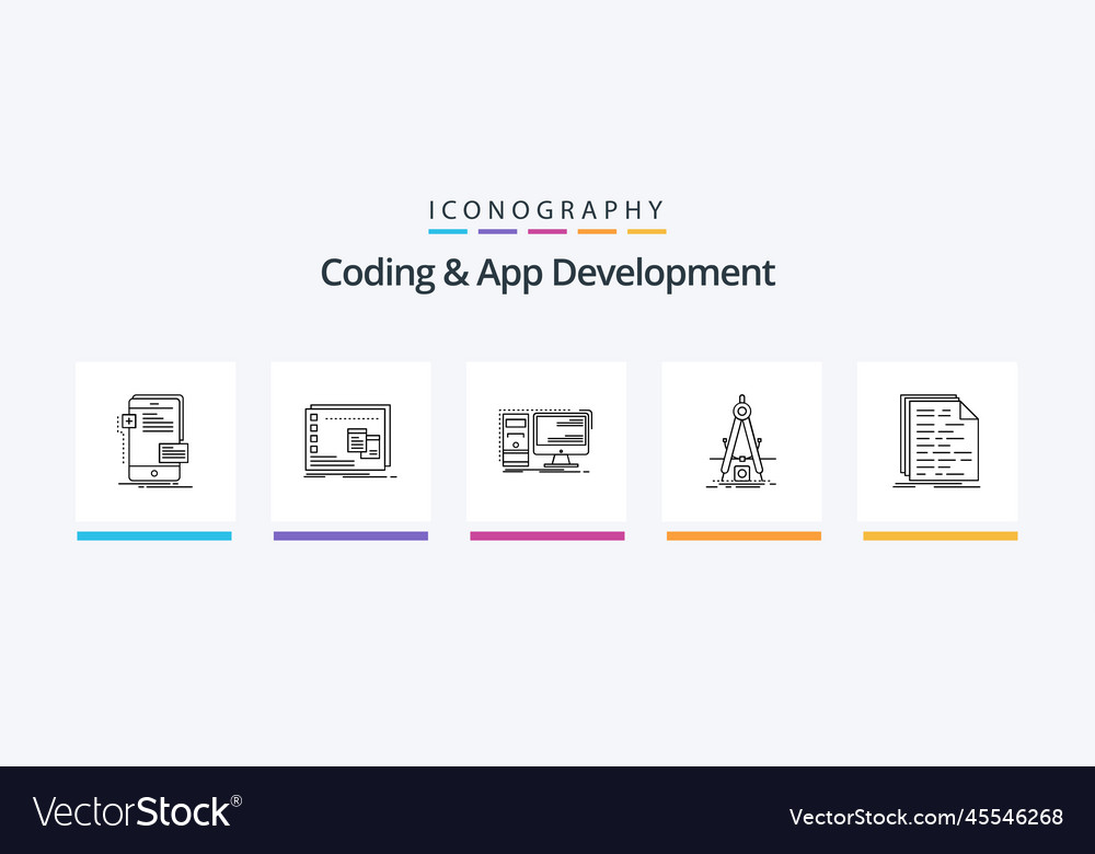 Codierung und App-Entwicklung Linie 5 Icon Pack