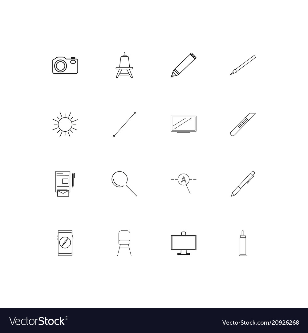 Creative process and design linear thin icons set