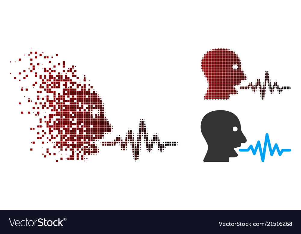 Dispersed pixel halftone talking user signal icon Vector Image Dispersed pixel halftone talking user signal icon