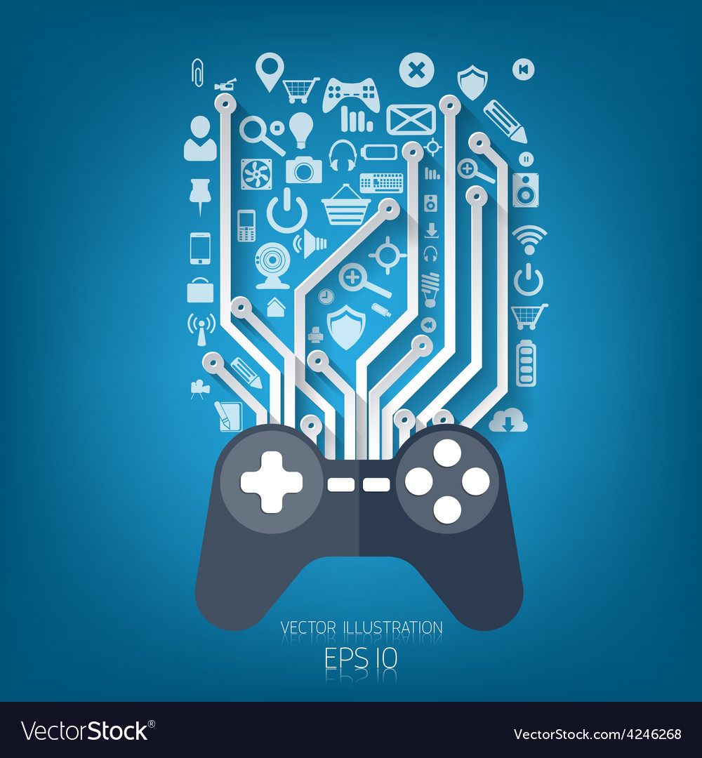 Flat joystick icongaming background Royalty Free Vector