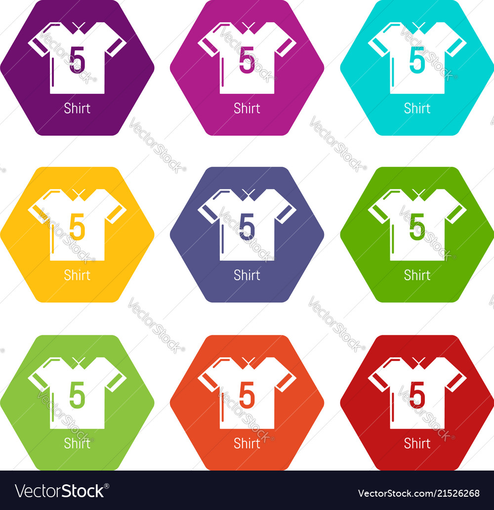 Football shirt icons set 9 Royalty Free Vector Image