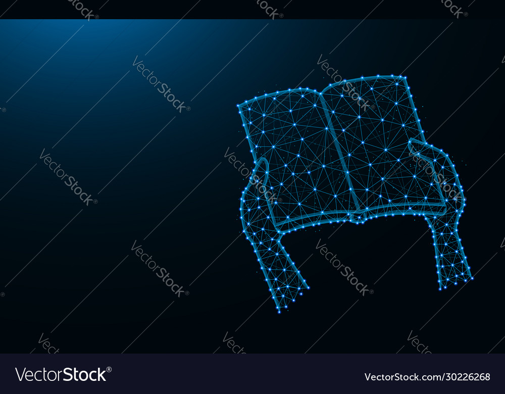 Hands hold a book made from points and lines vector image Hands hold a book made from points and lines