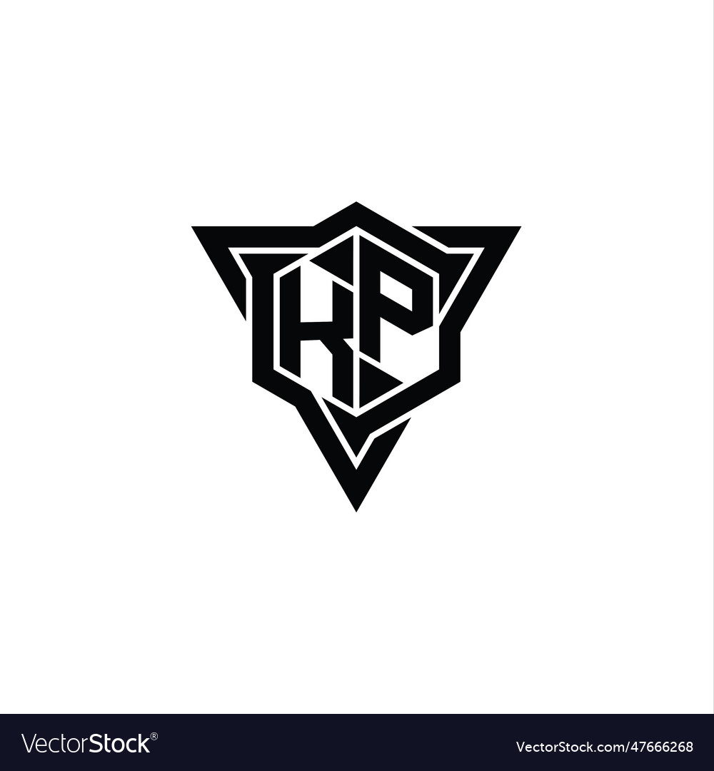 Kp logo monogram hexagon shape with triangle Vector Image Kp logo monogram hexagon shape with triangle