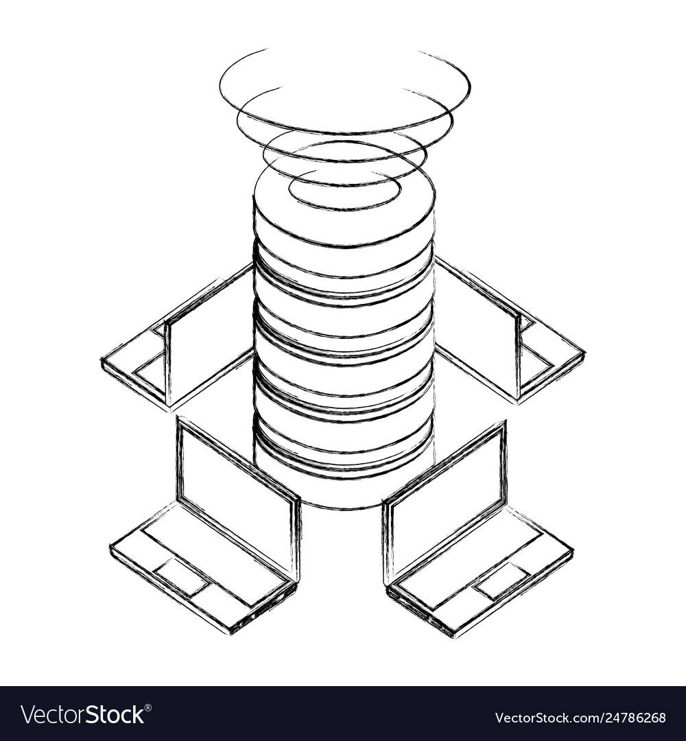 Laptops connected database server network digital