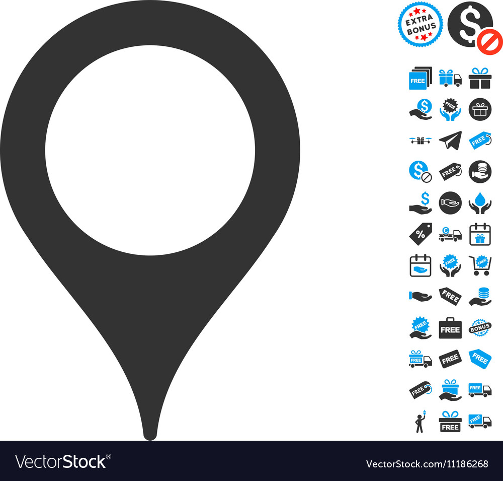 Map pointer icon with free bonus