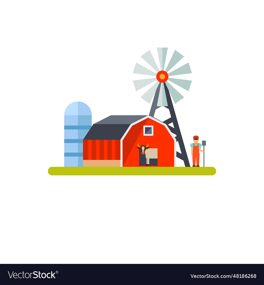 Milk farm with farmer icon Royalty Free Vector Image