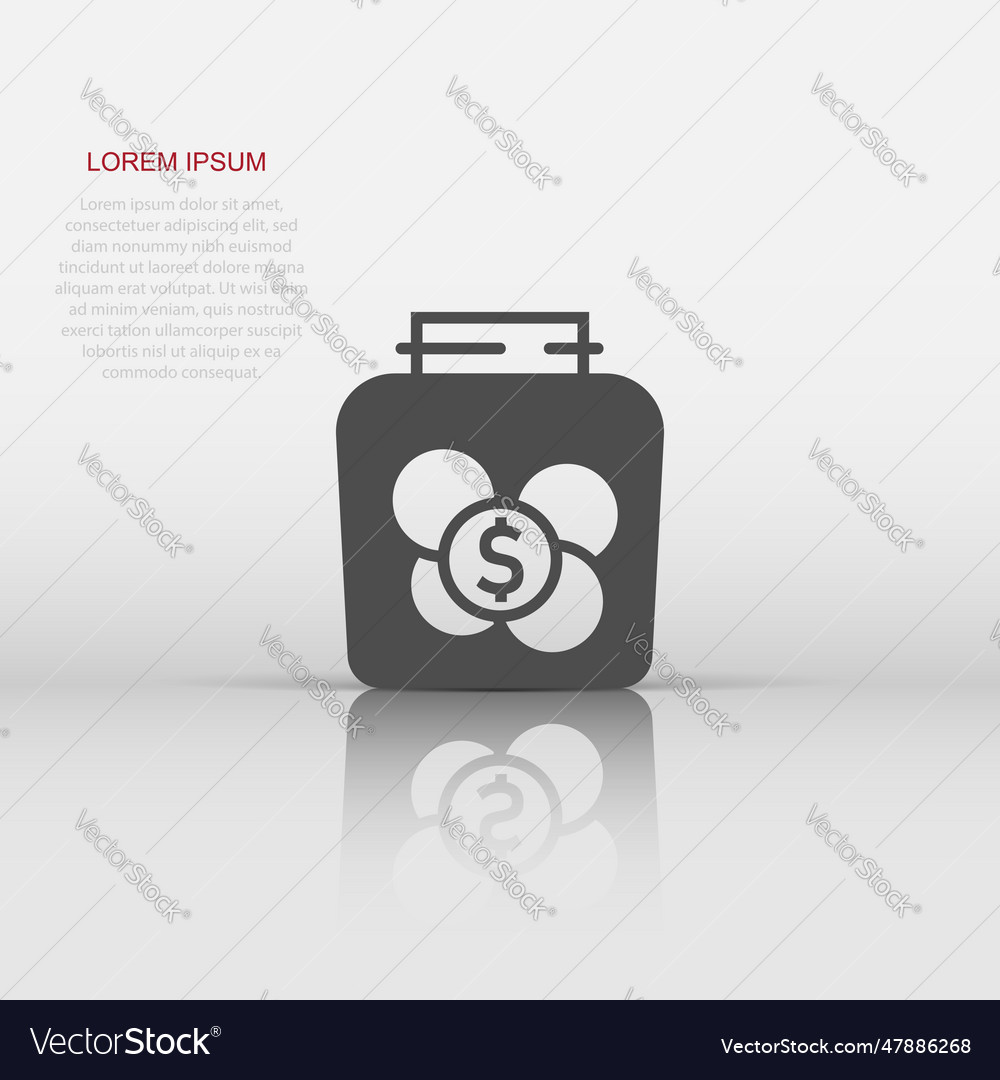 Money box icon in flat style coin jar container Vector Image