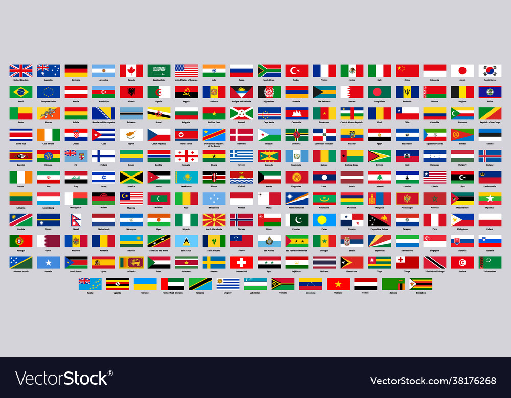 National flags world countries flag emblems Vector Image