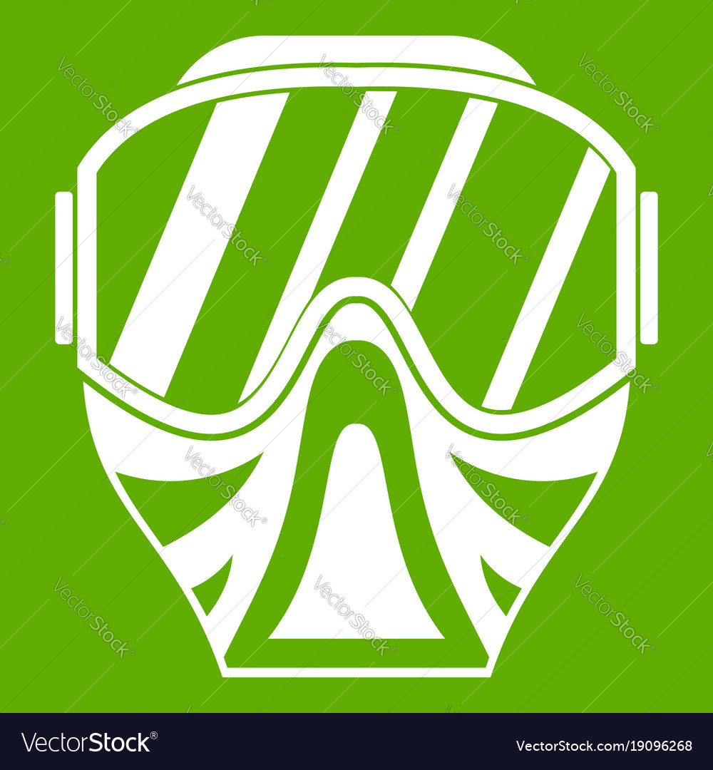 Paintball mask icon green Royalty Free Vector Image