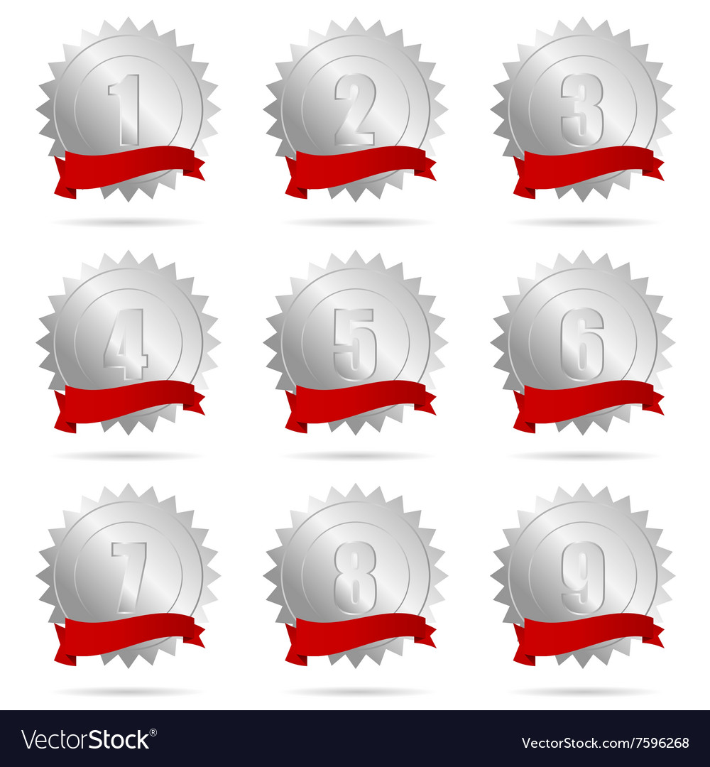 Ribbon silver and red with numbers Royalty Free Vector Image