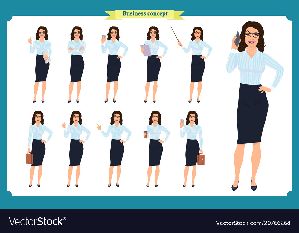 Set of businesswoman character design Royalty Free Vector