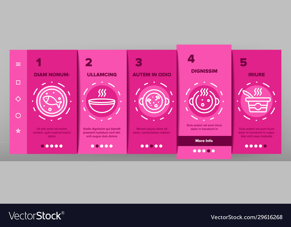 Soup different recipe onboarding icons set Vector Image