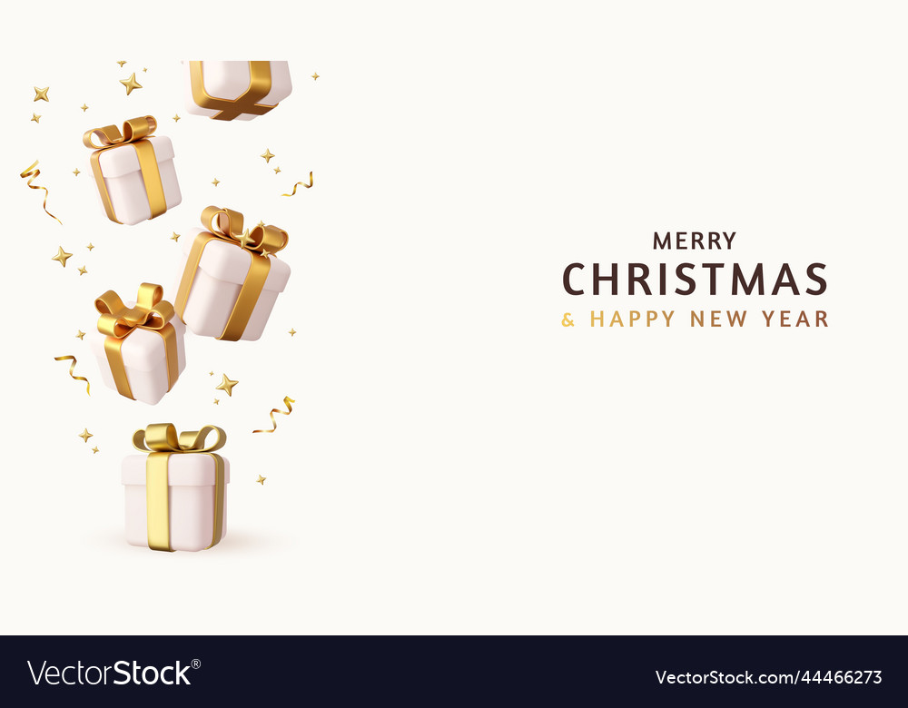3d merry christmas and happy new year background Vector Image