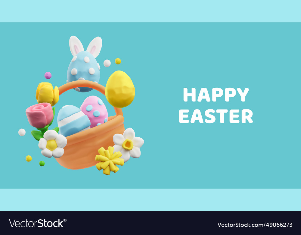 Banner about happy easter 3d style