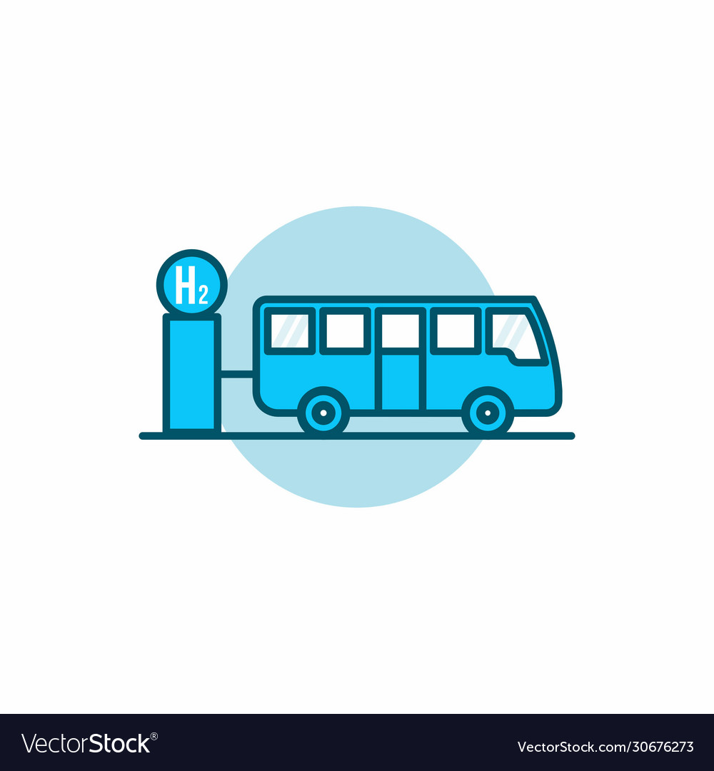 Blue icon bus on hydrogen