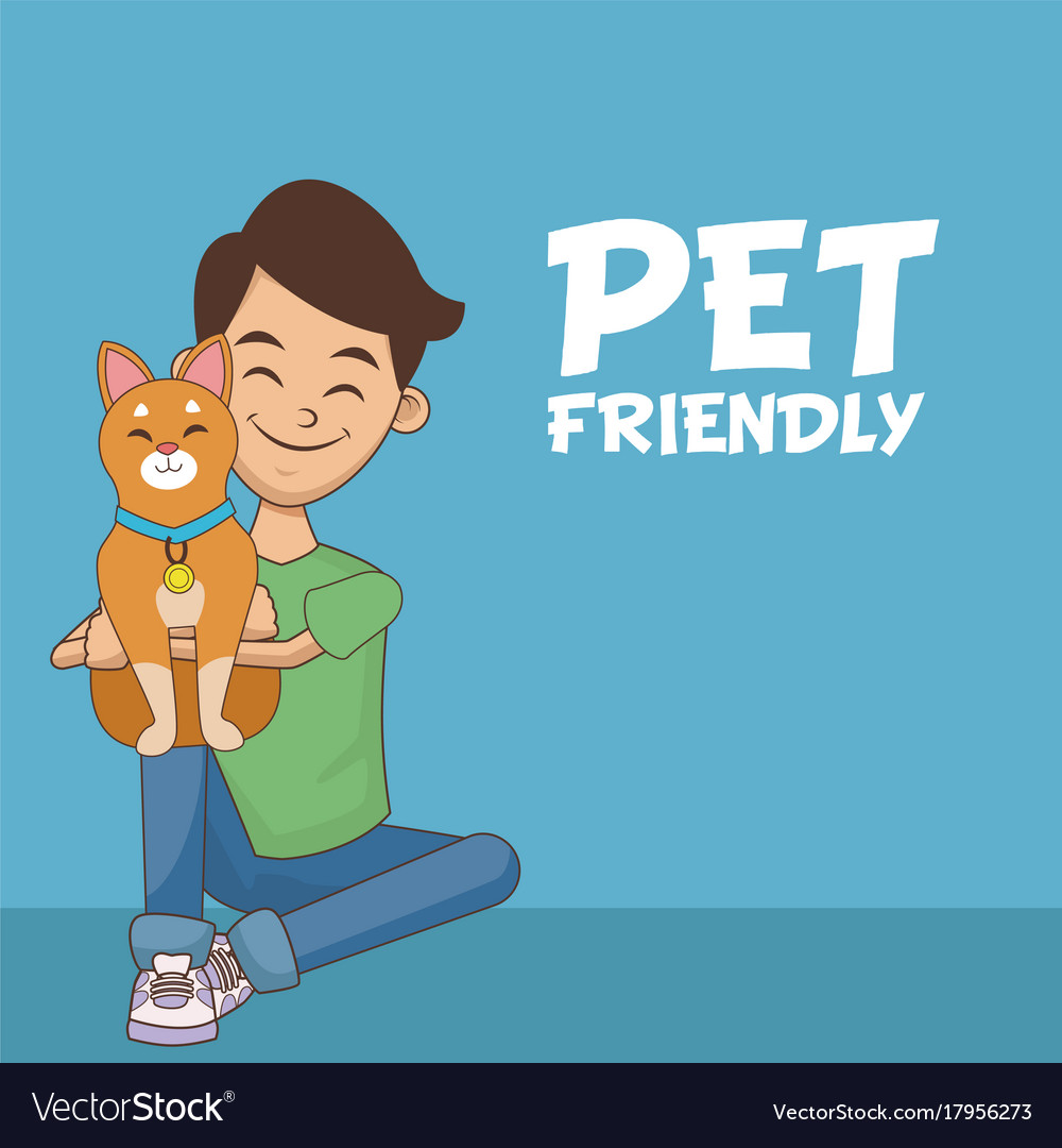 Boy with pets cartoon